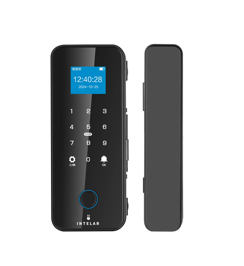 Tuya APP Glasses Fingerprint Lock Bluetooth Smart Glass Door Biometric Electronic Door Lock 13.56Mhz RFID Remote Control Unlock