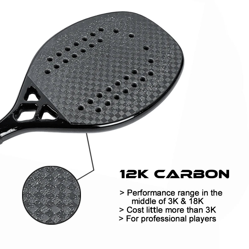 KEVLAR-Carbon Beach Tennis Racket, EVA Soft Memory Foam Core, 3K, 12K, 18K