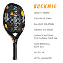 HOOWAN BUCKMIE Beach Tennis Racket Carbon Fiber 18K Grit Treatment Surface 20mm