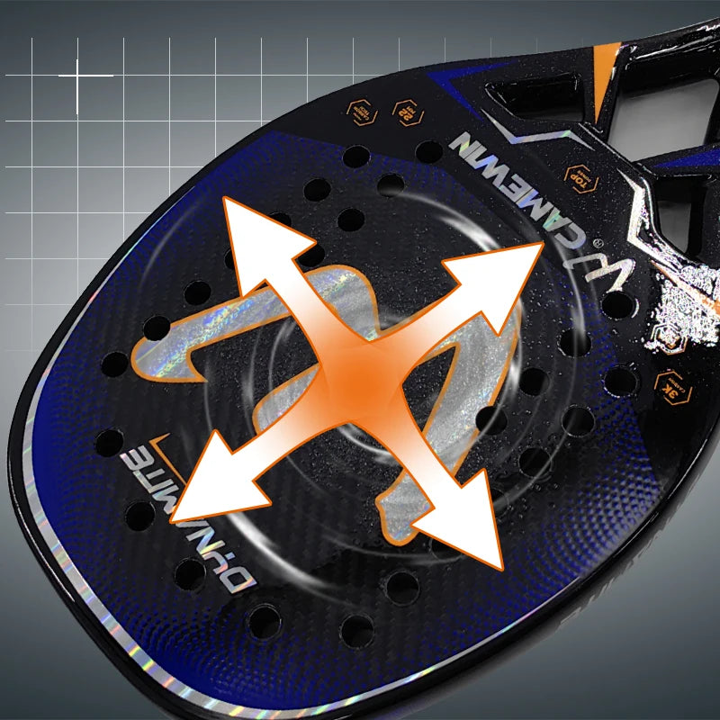 The new 3k carbon Beach tennis racket Full carbon fiber rough surface With protective bag outer grip wrist care gift CAMEWIN