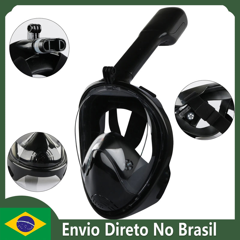 Professional Diving Mask for Children and Adults Anti-fog Snorkel Glasses with Action Camera Support