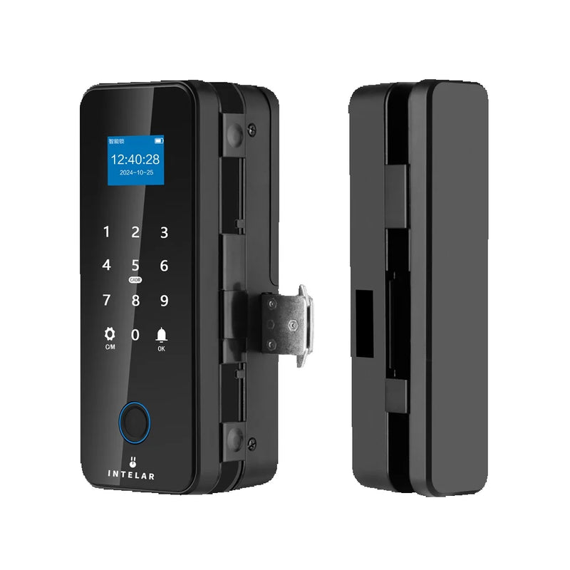 Tuya APP Glasses Fingerprint Lock Bluetooth Smart Glass Door Biometric Electronic Door Lock 13.56Mhz RFID Remote Control Unlock