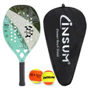 Beach Tennis Racket Kevlar/12K/Carbon with Shiny 3D Surface Non-slip Grip Handle for Beach Sports and Practie with Cover Bag