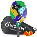 Beach Tennis Racket Kevlar/12K/Carbon with Shiny 3D Surface Non-slip Grip Handle for Beach Sports and Practie with Cover Bag